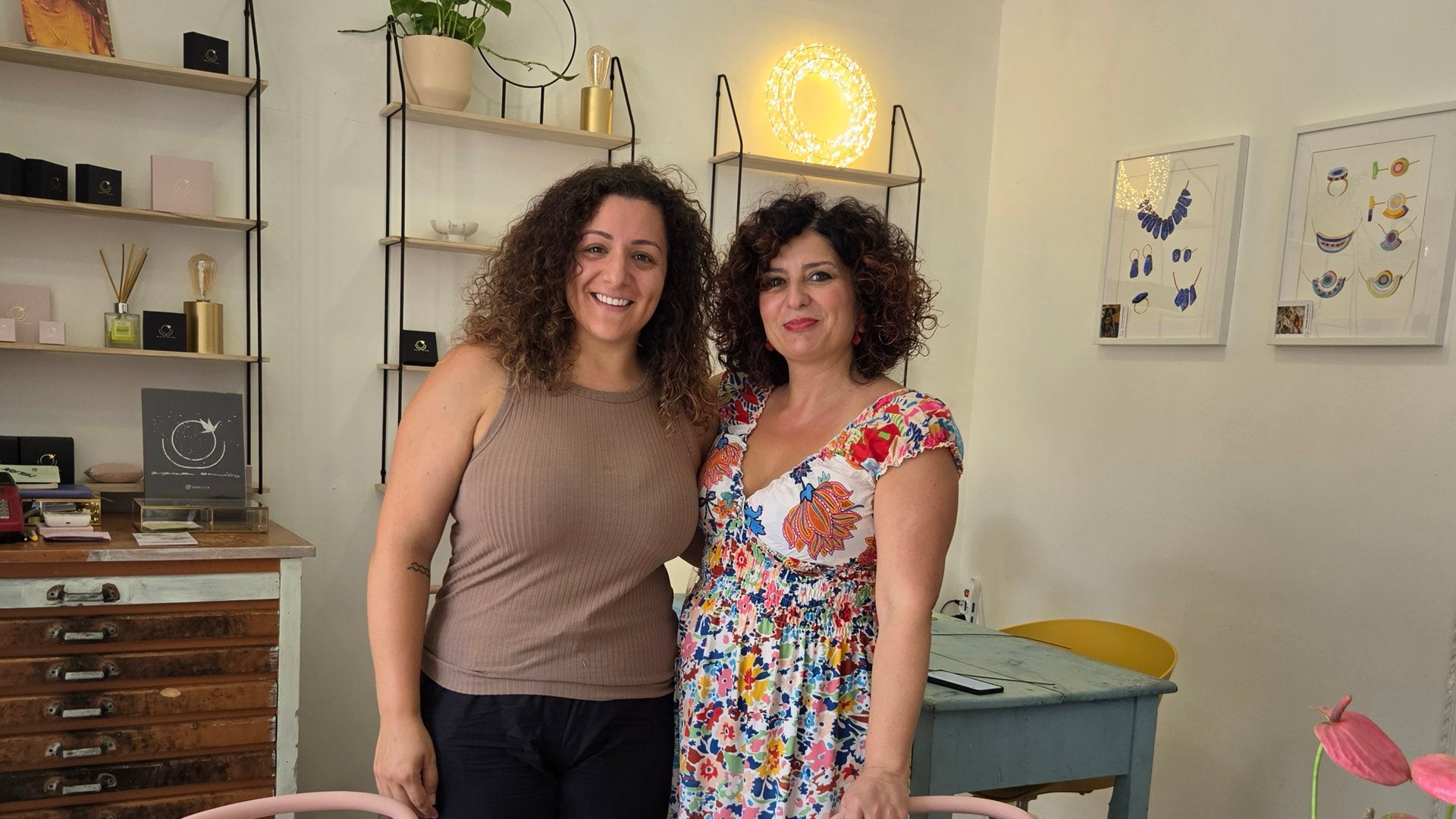 Two women in the studio workshop space