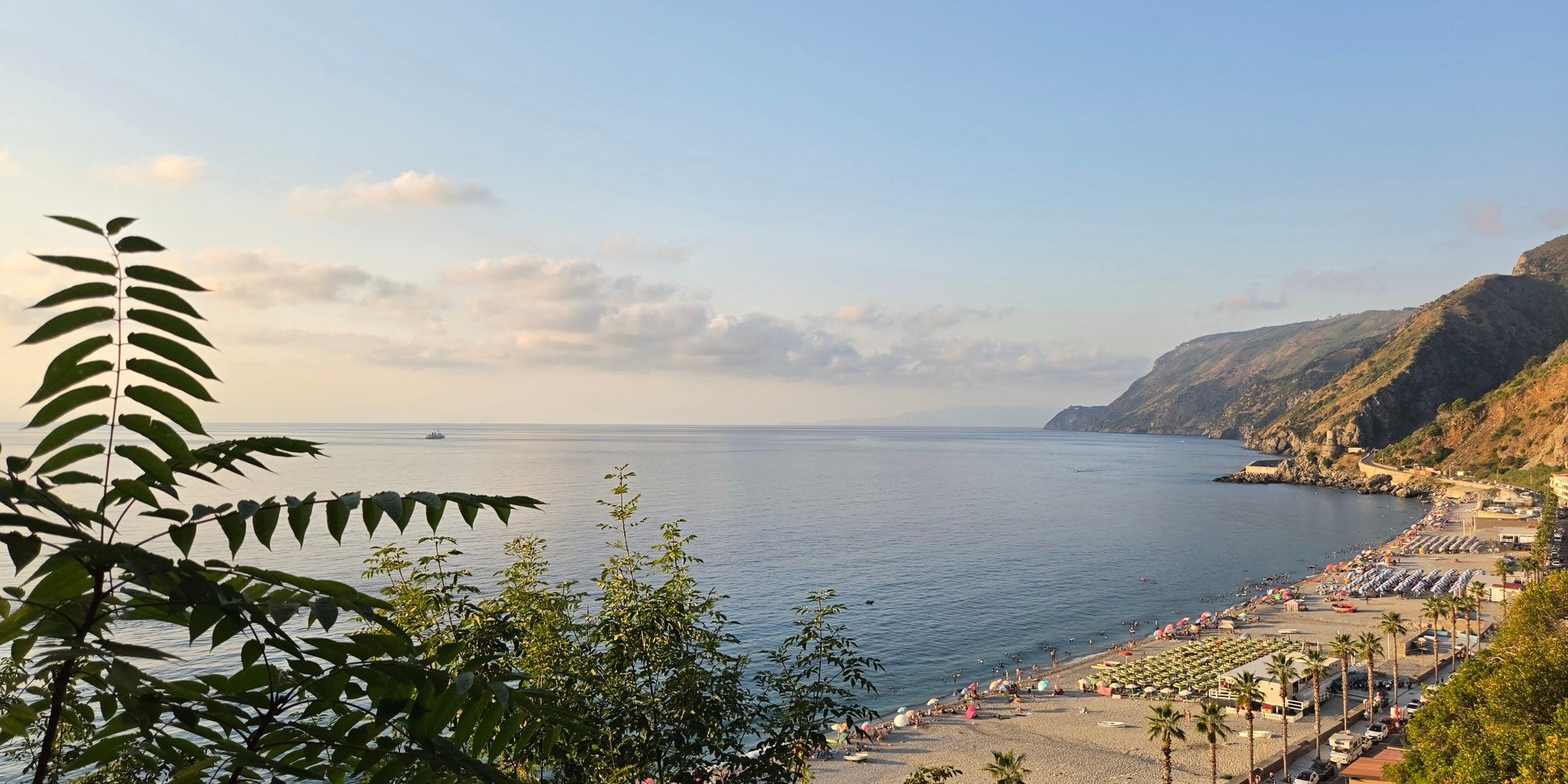 The bay and beach at Bagnara seen from above