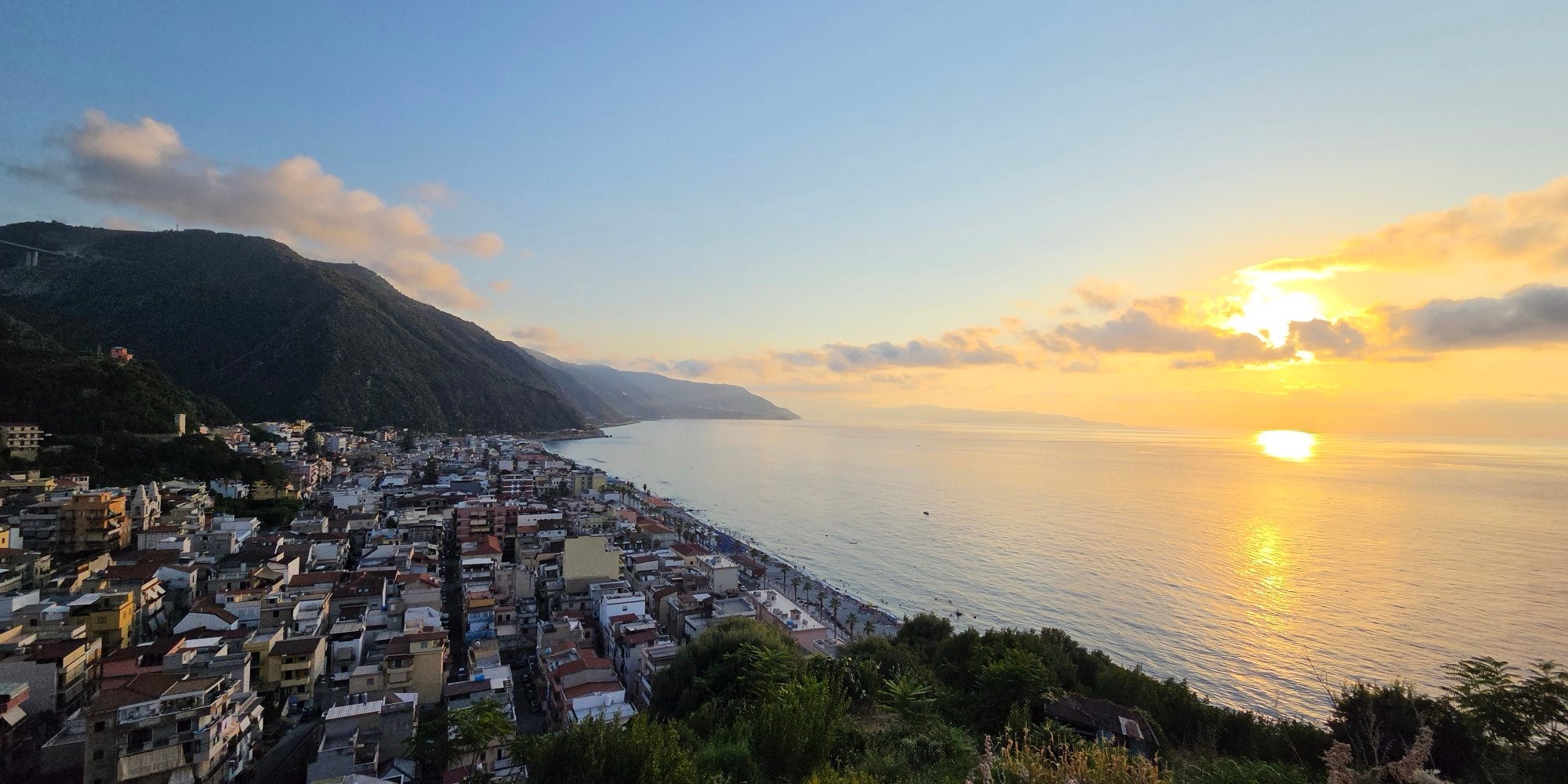 Sunset over Bagnara and the Tyrrhenian Sea
